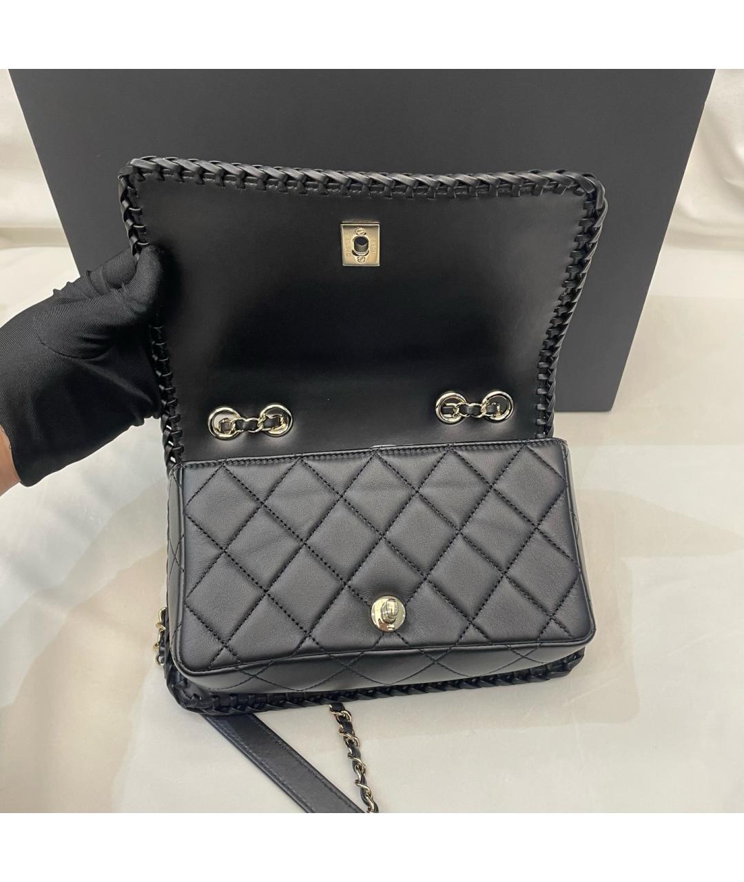 CHANEL Черная кожаная сумка через плечо, фото 6