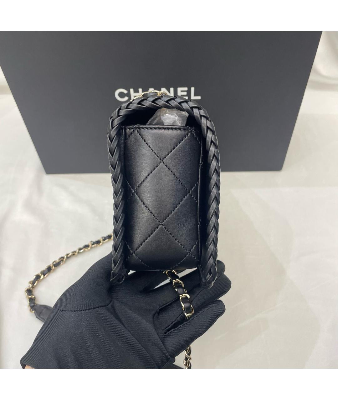 CHANEL Черная кожаная сумка через плечо, фото 5