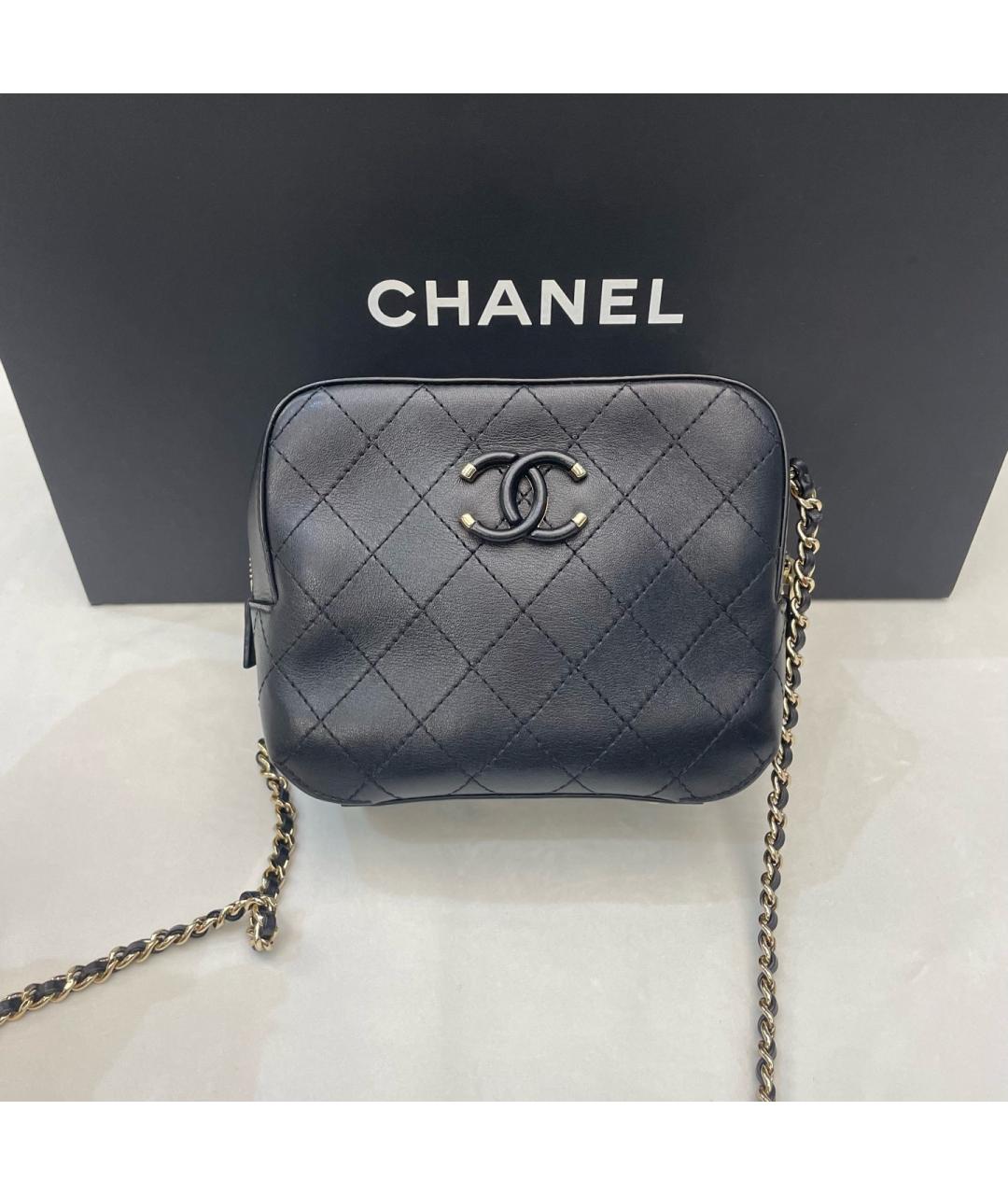 CHANEL Черная кожаная сумка через плечо, фото 7