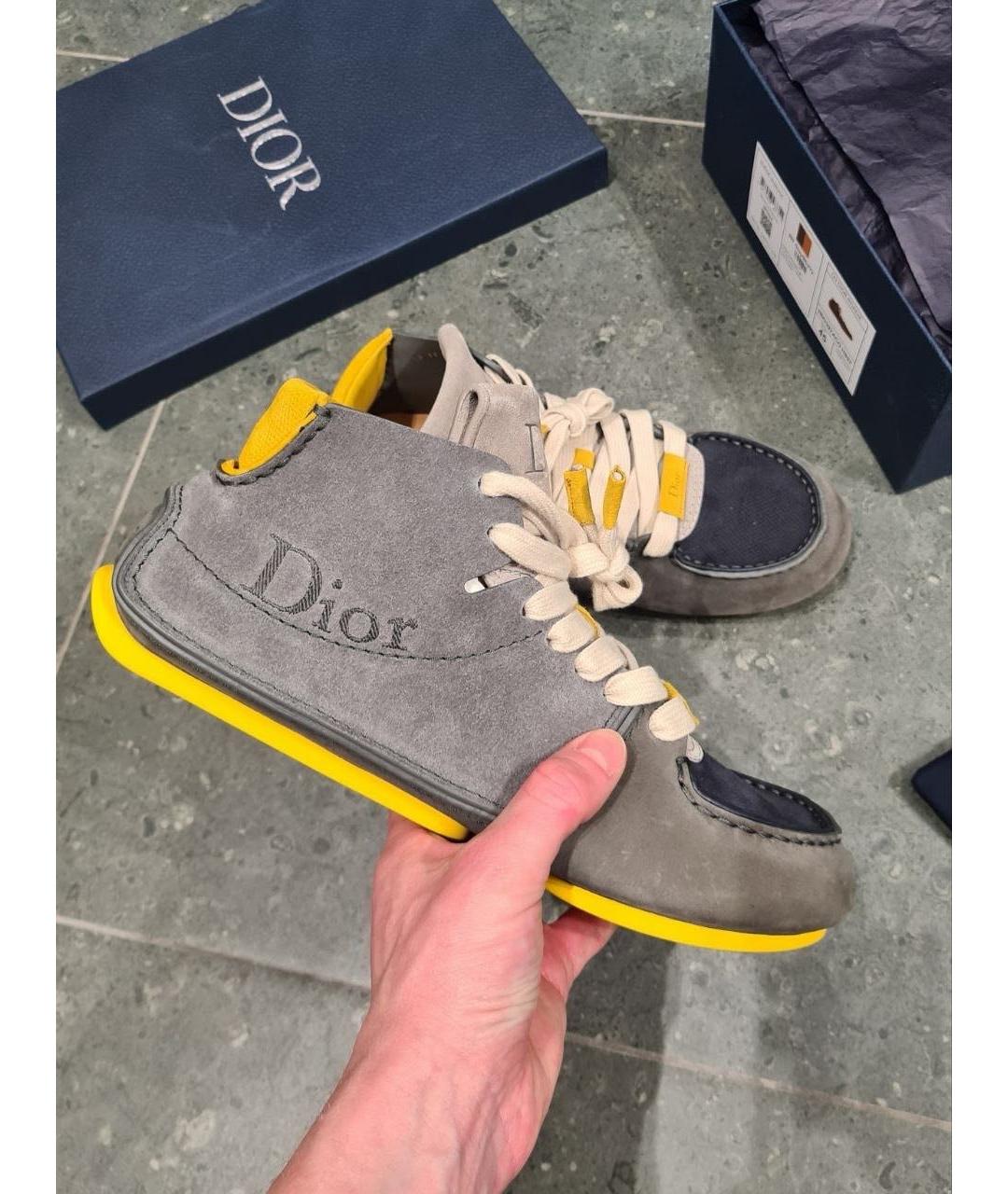 CHRISTIAN DIOR Серые текстильные высокие кроссовки / кеды, фото 8