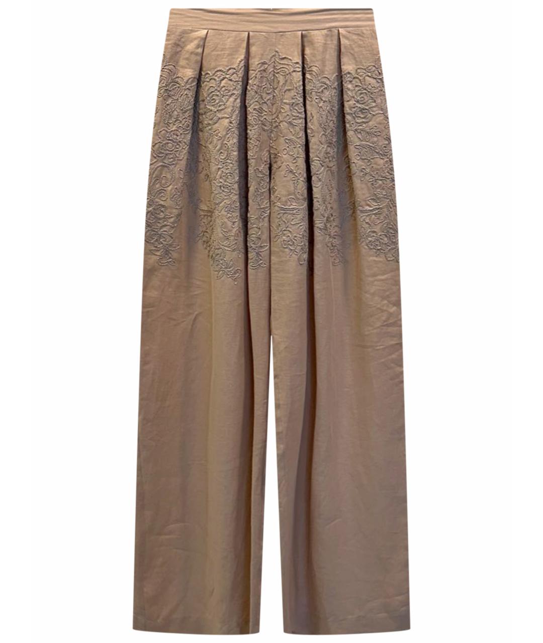 ERMANNO SCERVINO Бежевые хлопковые брюки широкие, фото 1