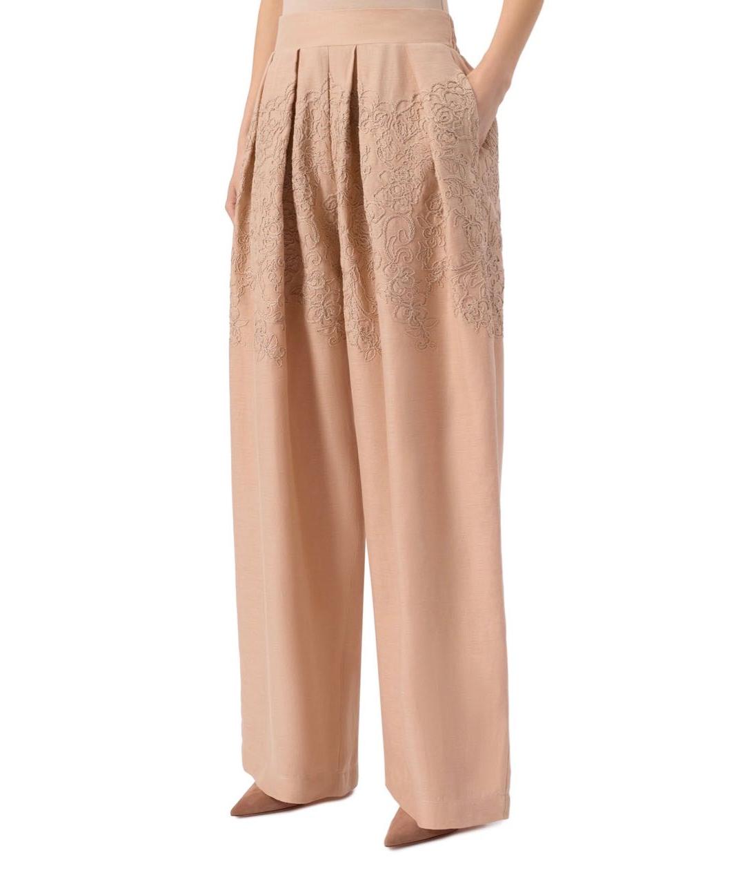 ERMANNO SCERVINO Бежевые хлопковые брюки широкие, фото 6