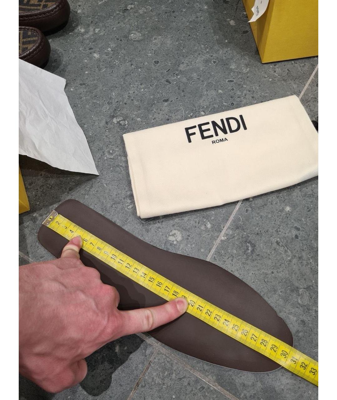 FENDI Коричневые кожаные мокасины, фото 4