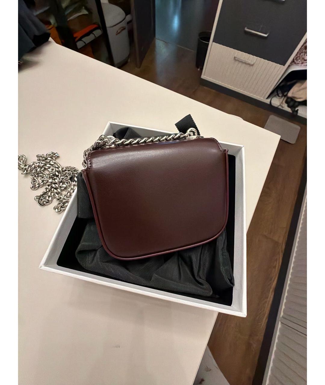 CELINE Бордовая кожаная сумка через плечо, фото 3