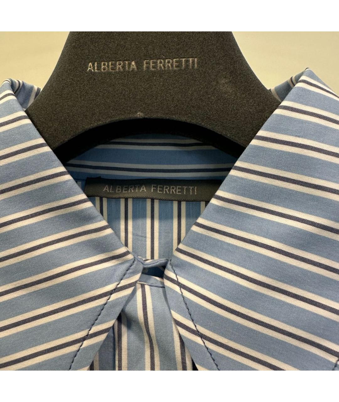ALBERTA FERRETTI Голубое хлопковое повседневное платье, фото 3