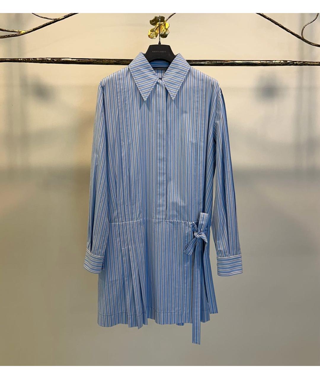 ALBERTA FERRETTI Голубое хлопковое повседневное платье, фото 7