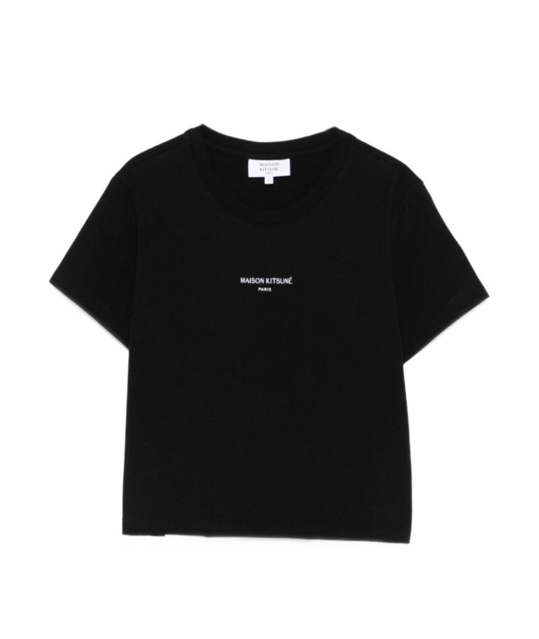 MAISON KITSUNE Черная хлопковая футболка, фото 1
