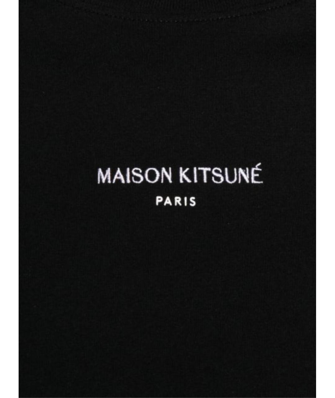 MAISON KITSUNE Черная хлопковая футболка, фото 2