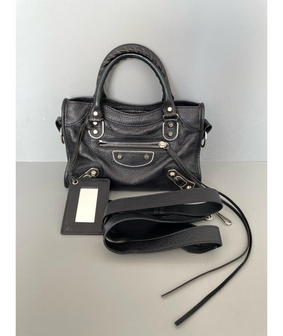 BALENCIAGA Черная кожаная сумка тоут, фото 8