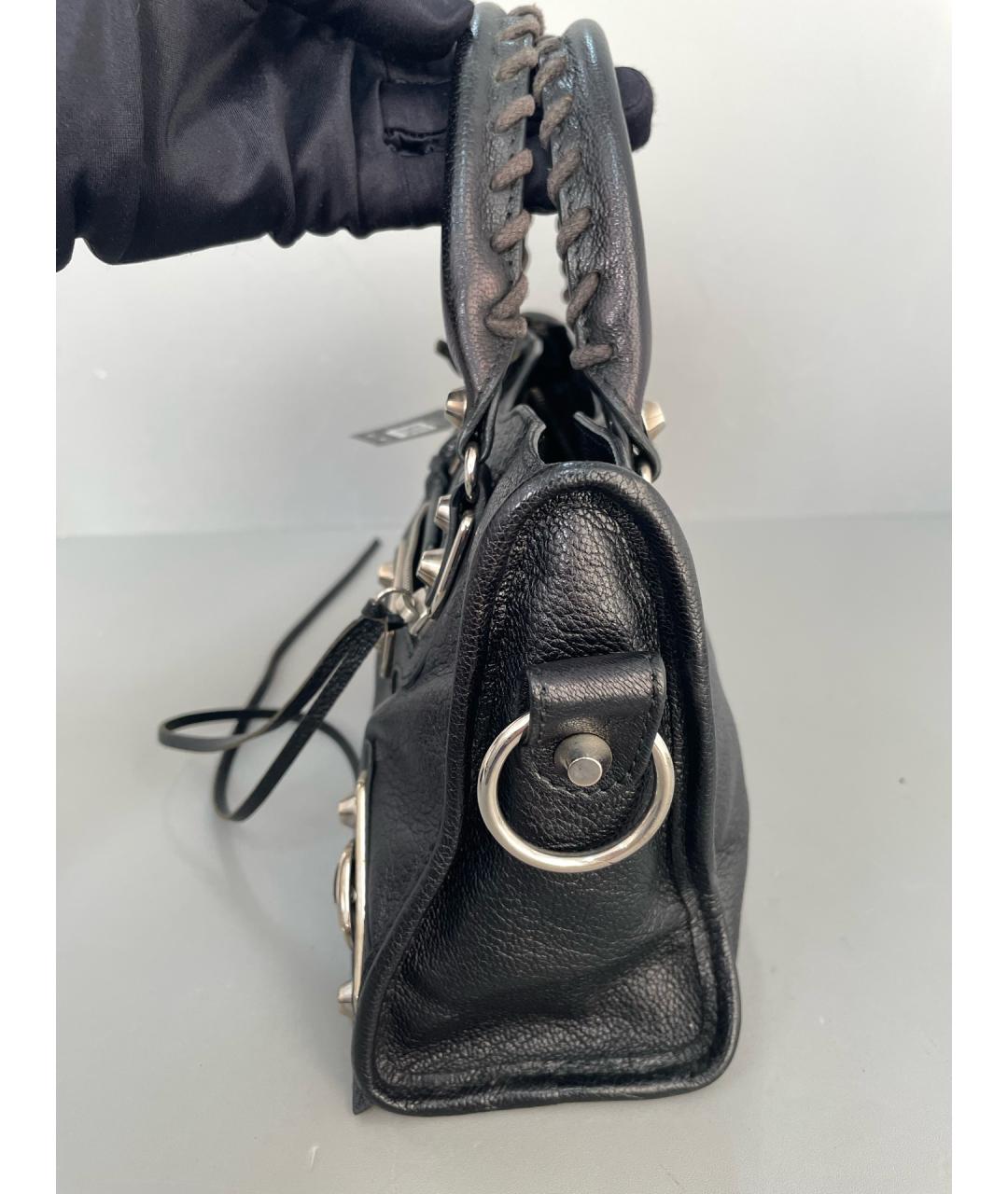 BALENCIAGA Черная кожаная сумка тоут, фото 3