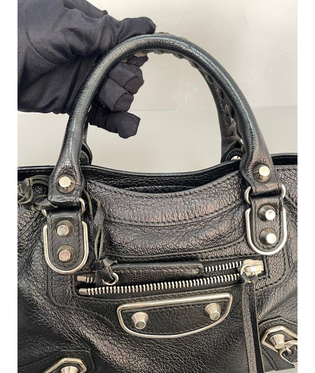 BALENCIAGA Черная кожаная сумка тоут, фото 6