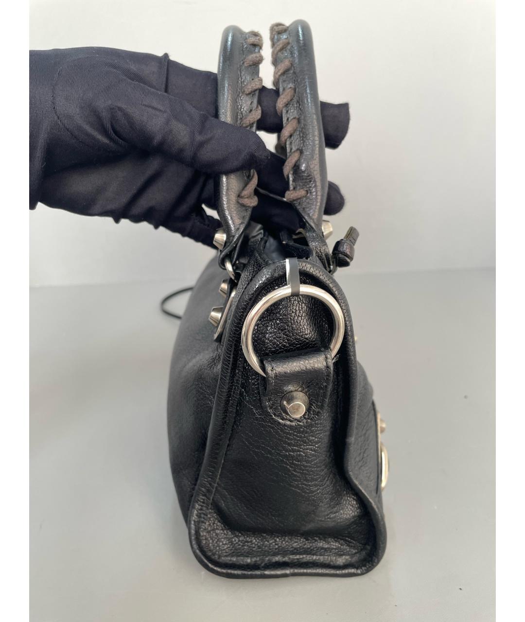 BALENCIAGA Черная кожаная сумка тоут, фото 4