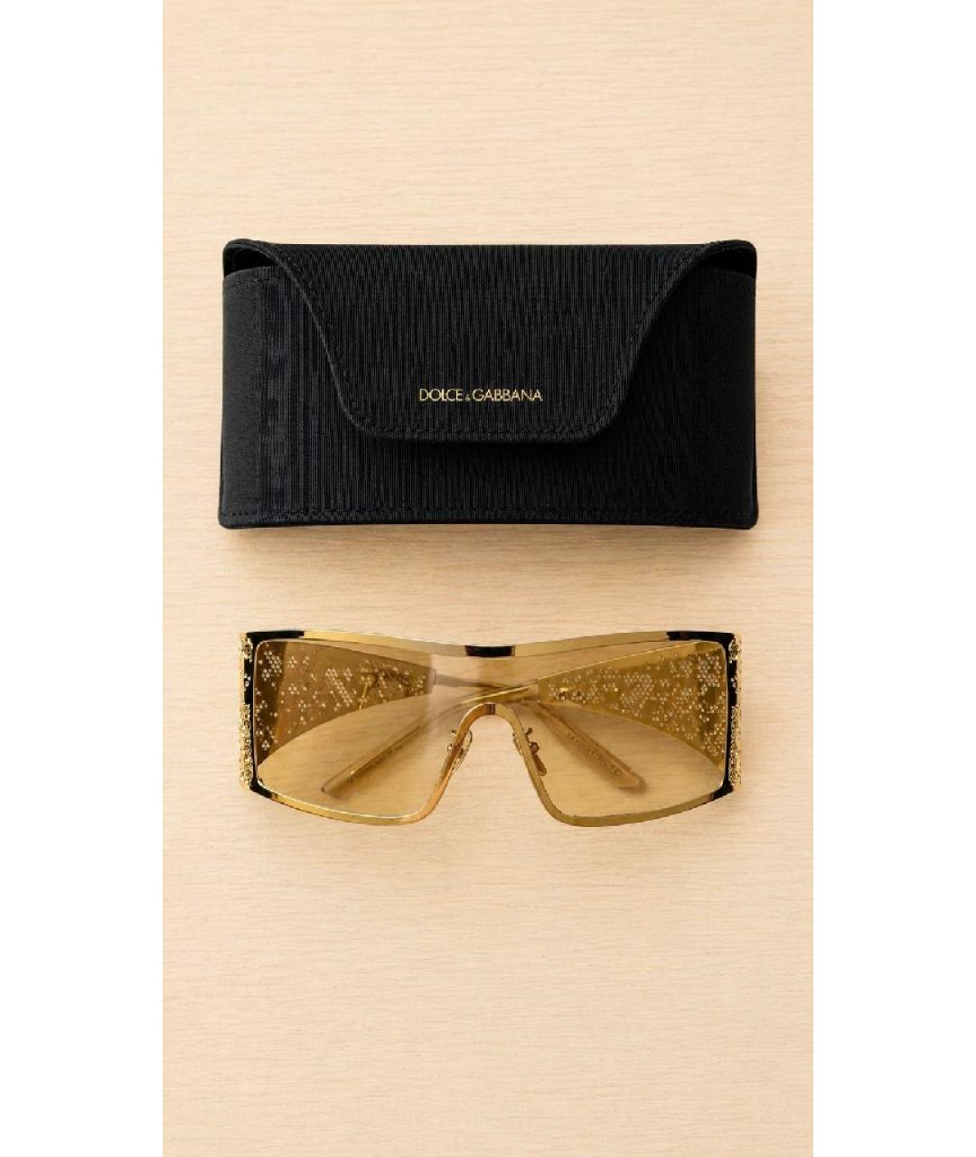 DOLCE&GABBANA Золотые металлические солнцезащитные очки, фото 2