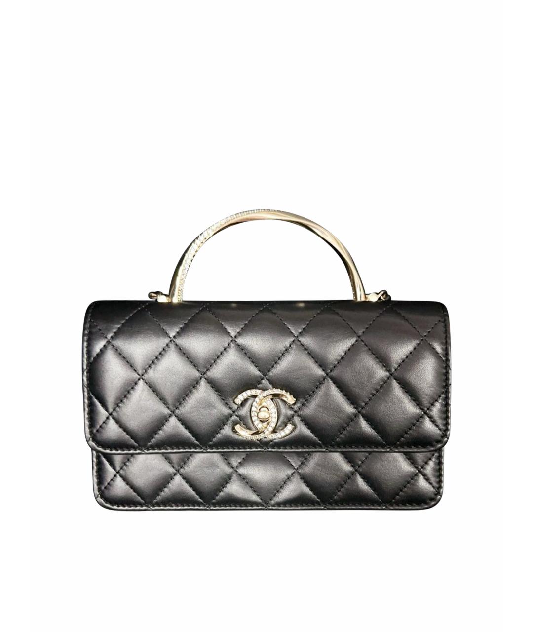 CHANEL Черная кожаная сумка с короткими ручками, фото 1