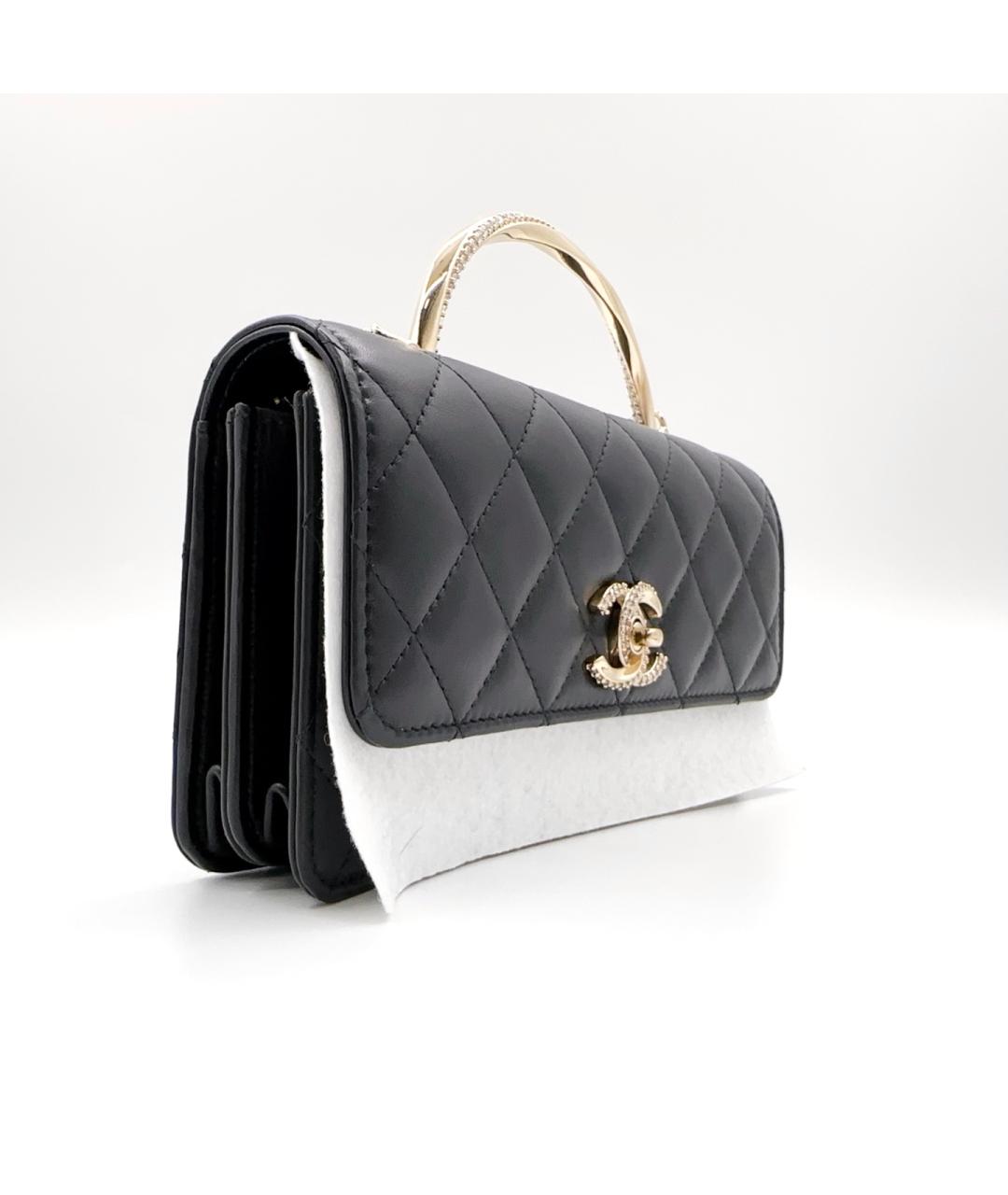 CHANEL Черная кожаная сумка с короткими ручками, фото 5
