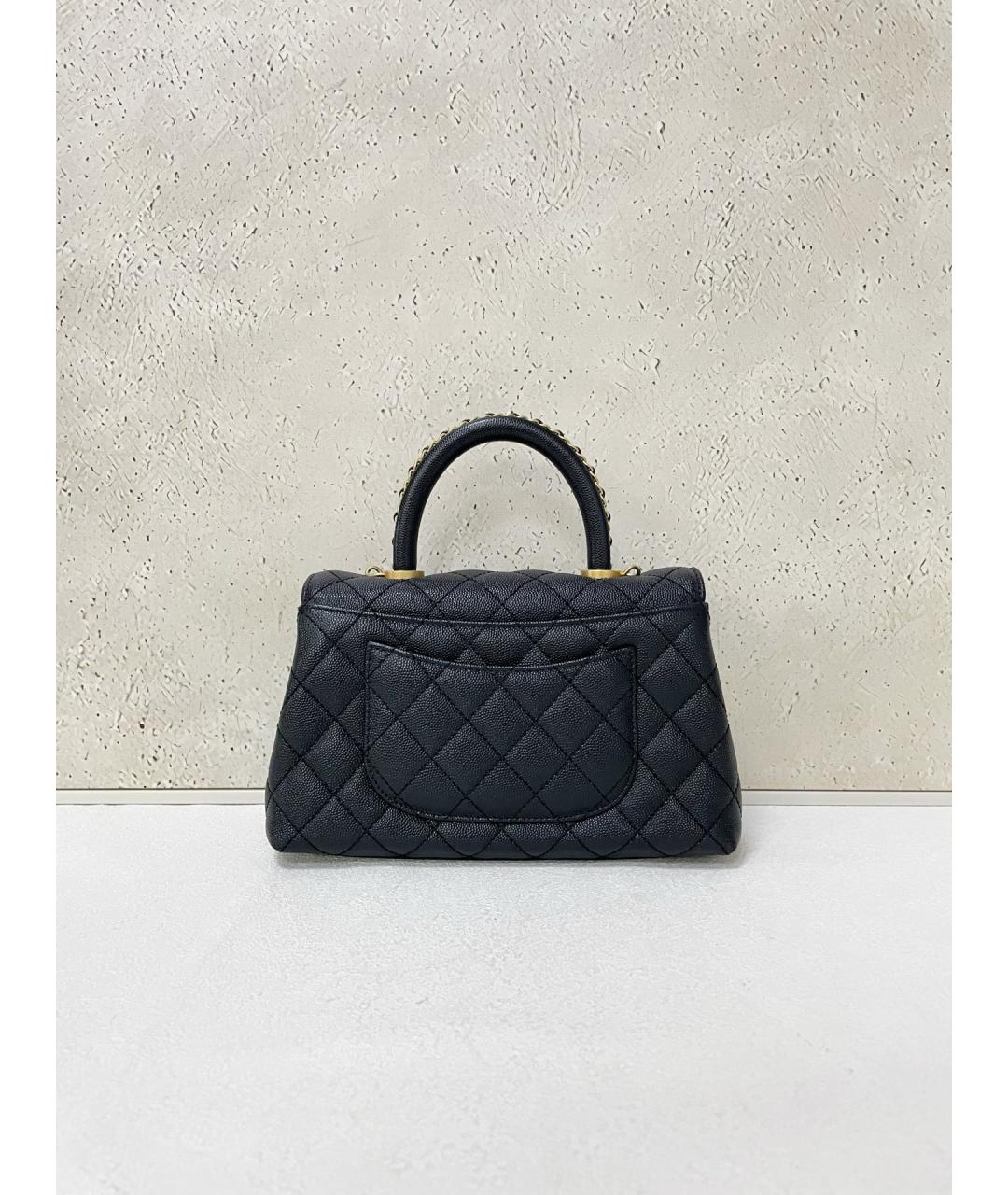 CHANEL Черная кожаная сумка с короткими ручками, фото 2