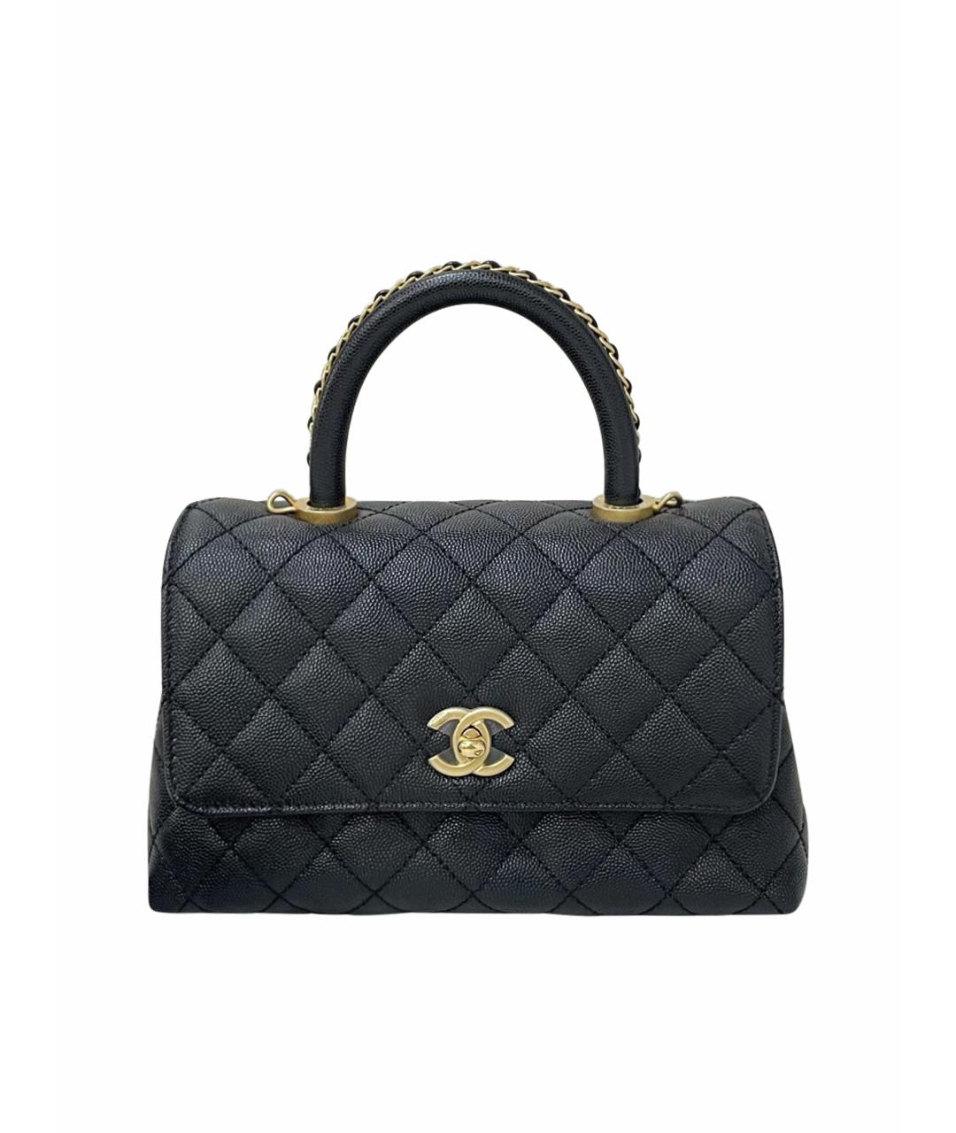 CHANEL Черная кожаная сумка с короткими ручками, фото 1