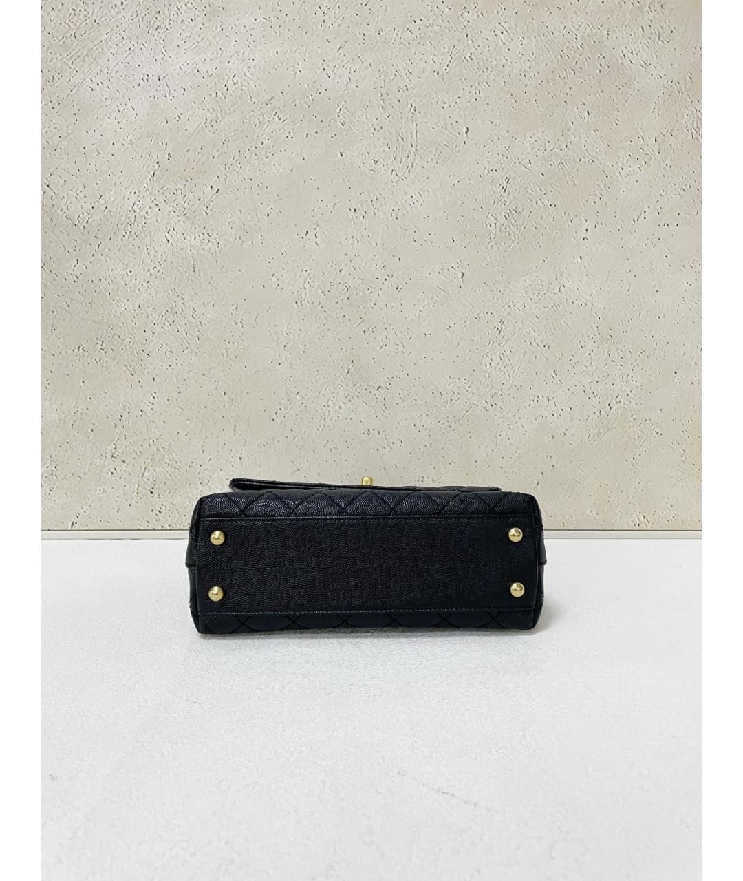 CHANEL Черная кожаная сумка с короткими ручками, фото 5