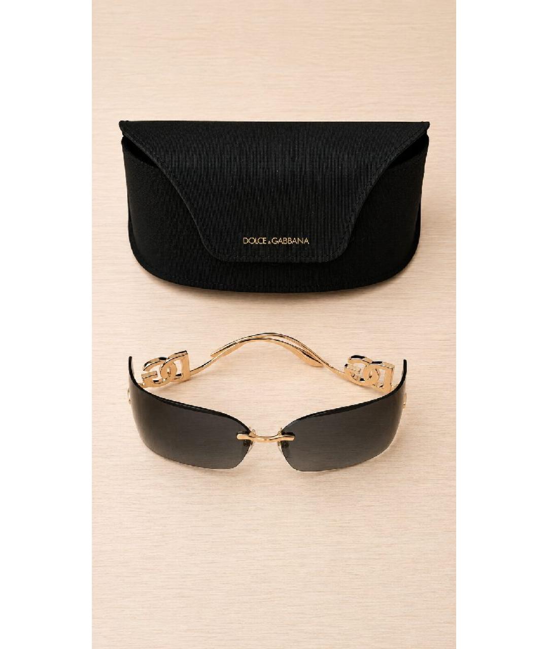 DOLCE&GABBANA Золотые металлические солнцезащитные очки, фото 2