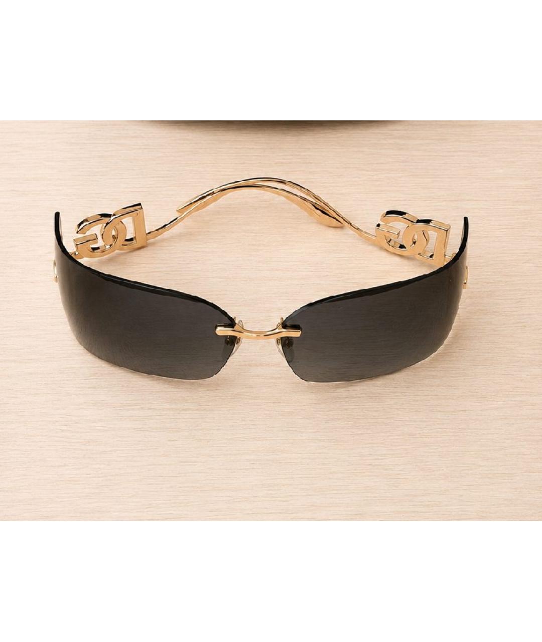 DOLCE&GABBANA Золотые металлические солнцезащитные очки, фото 3