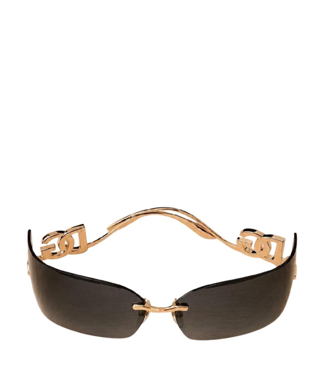 DOLCE&GABBANA Золотые металлические солнцезащитные очки, фото 1