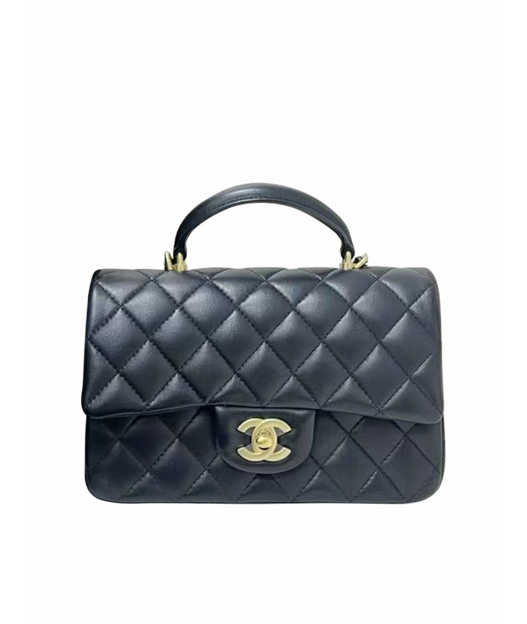 CHANEL Черная кожаная сумка с короткими ручками, фото 1