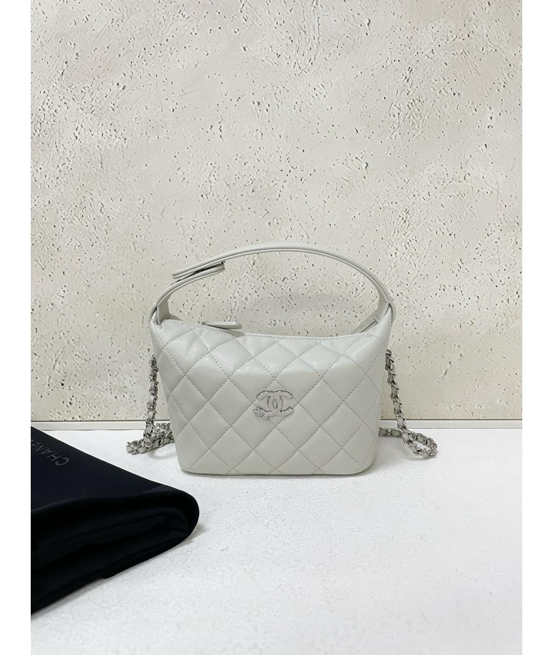 CHANEL Серая кожаная сумка с короткими ручками, фото 7