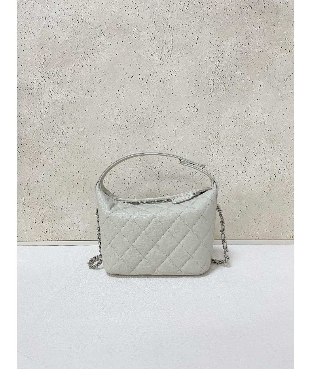 CHANEL Серая кожаная сумка с короткими ручками, фото 2