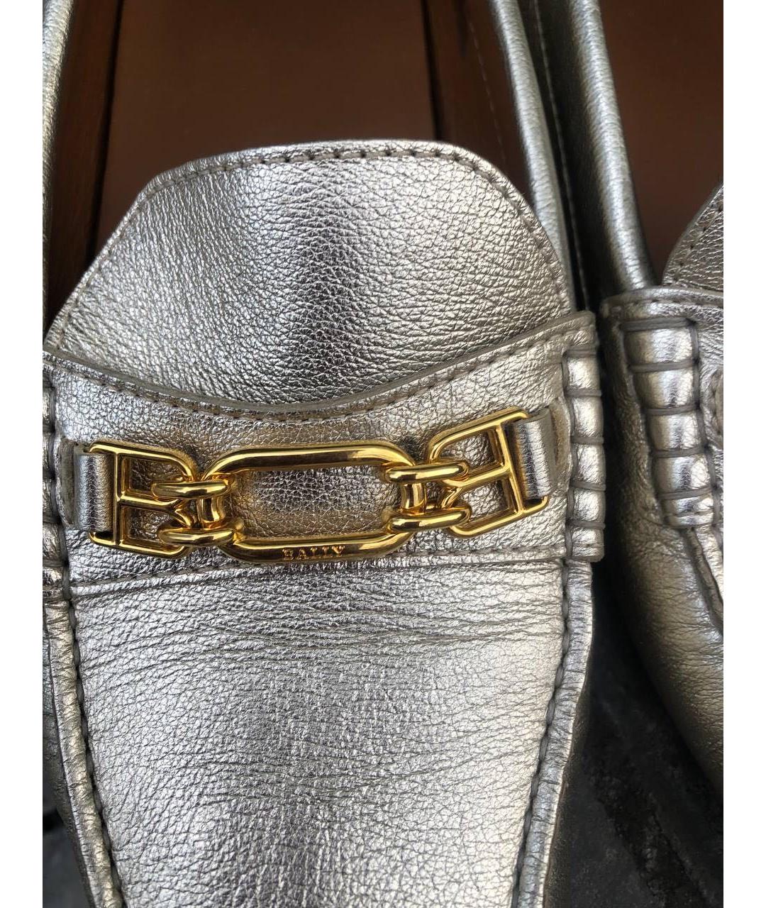 BALLY Серебряные кожаные мокасины, фото 5