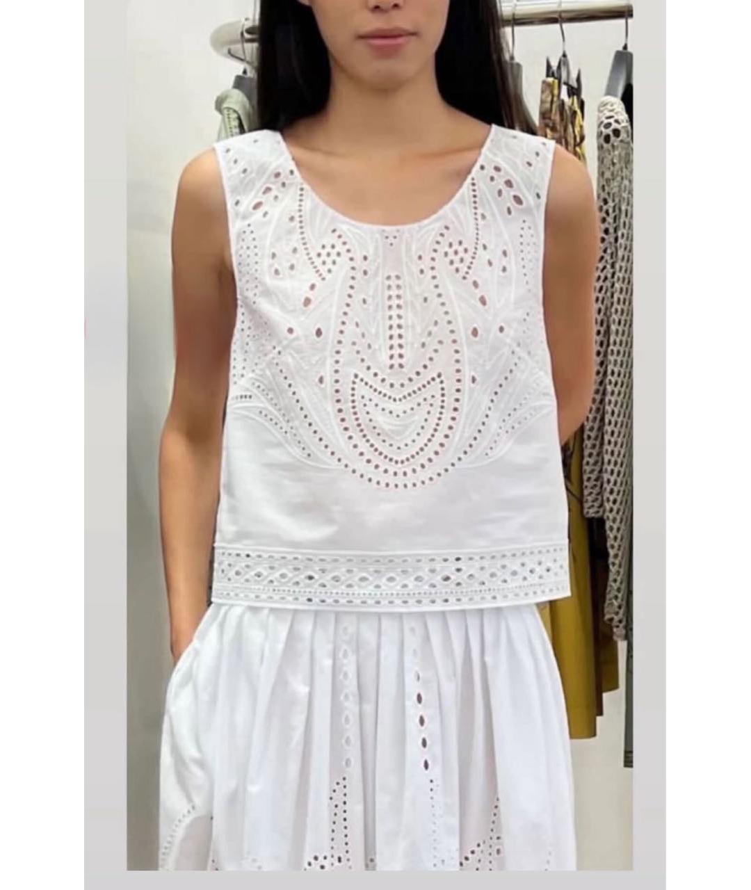 ALBERTA FERRETTI Белая хлопковая майка, фото 7
