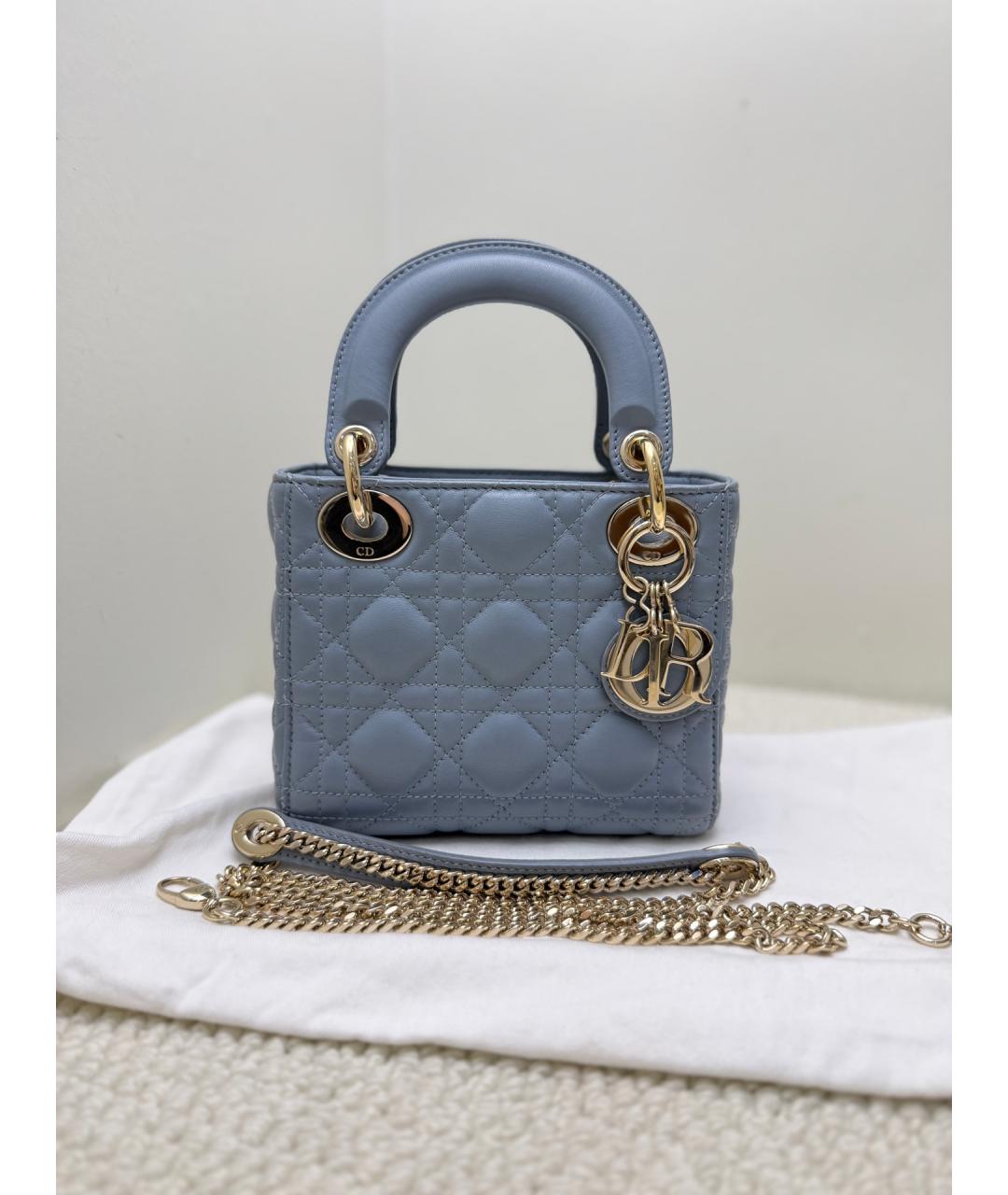 CHRISTIAN DIOR Синяя кожаная сумка с короткими ручками, фото 2
