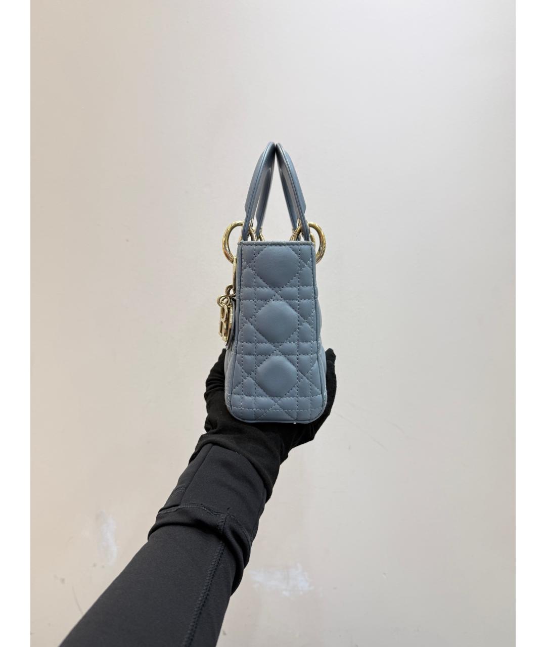 CHRISTIAN DIOR Синяя кожаная сумка с короткими ручками, фото 5