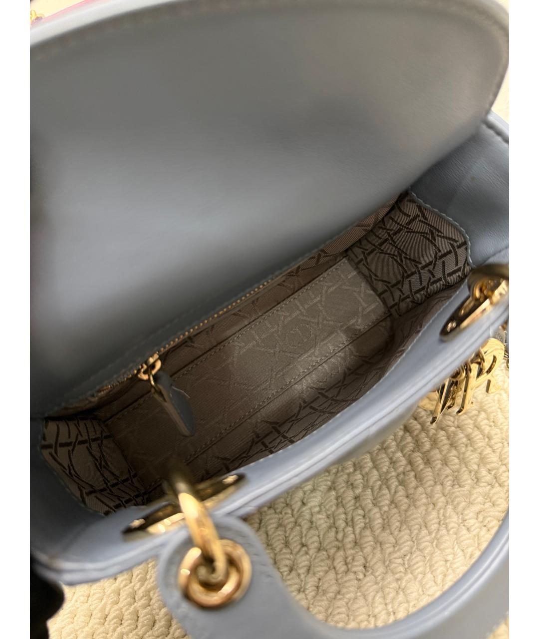 CHRISTIAN DIOR Синяя кожаная сумка с короткими ручками, фото 8
