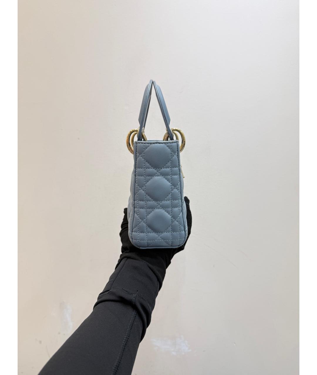 CHRISTIAN DIOR Синяя кожаная сумка с короткими ручками, фото 6