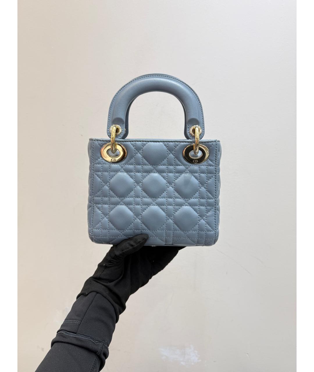 CHRISTIAN DIOR Синяя кожаная сумка с короткими ручками, фото 4