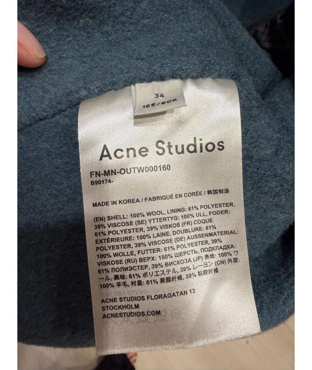 ACNE STUDIOS Зеленое шерстяное пальто, фото 4