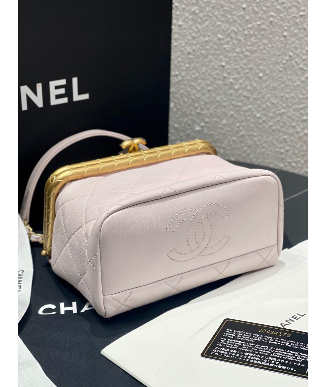 CHANEL Розовая кожаная сумка с короткими ручками, фото 4