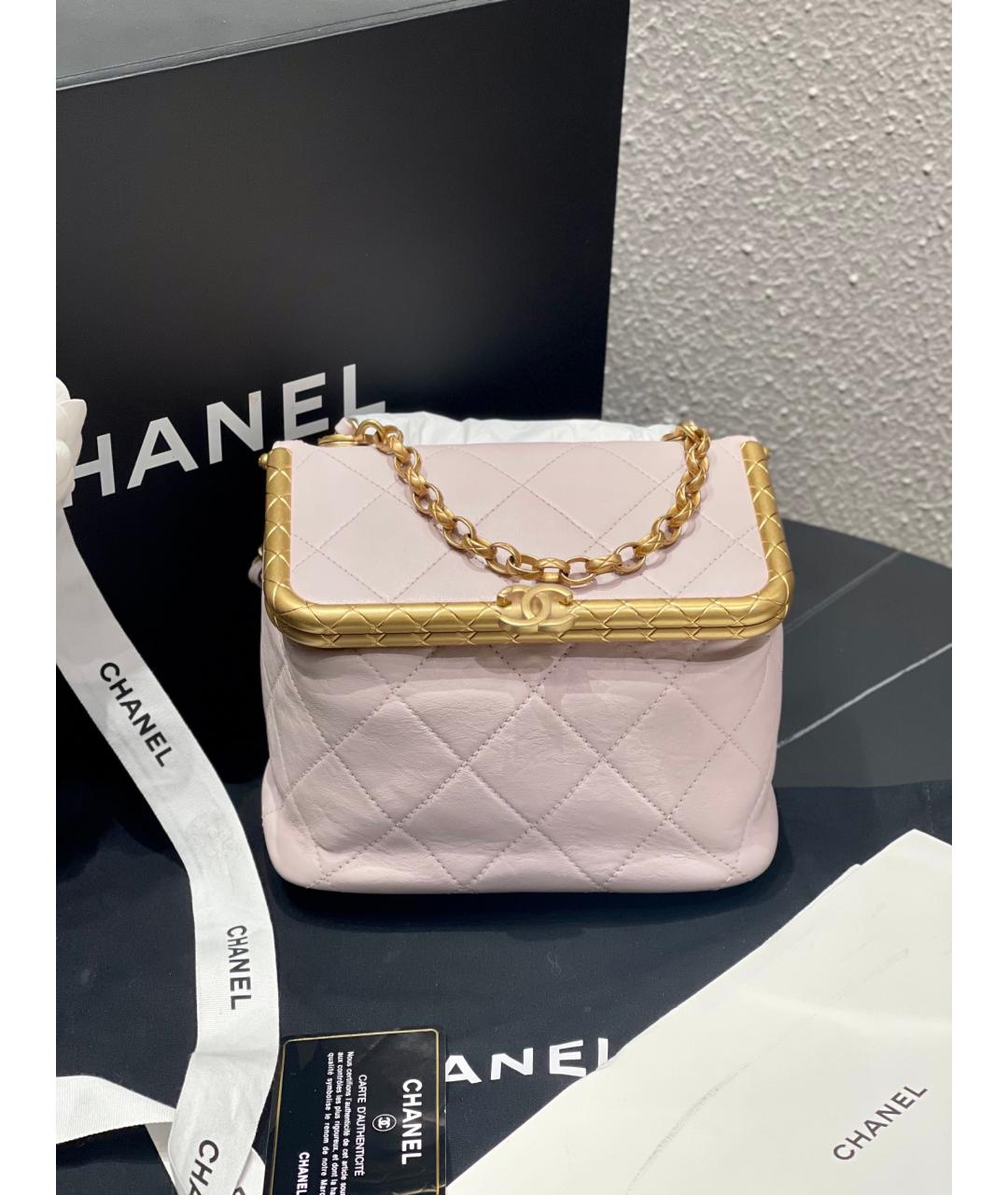 CHANEL Розовая кожаная сумка с короткими ручками, фото 3