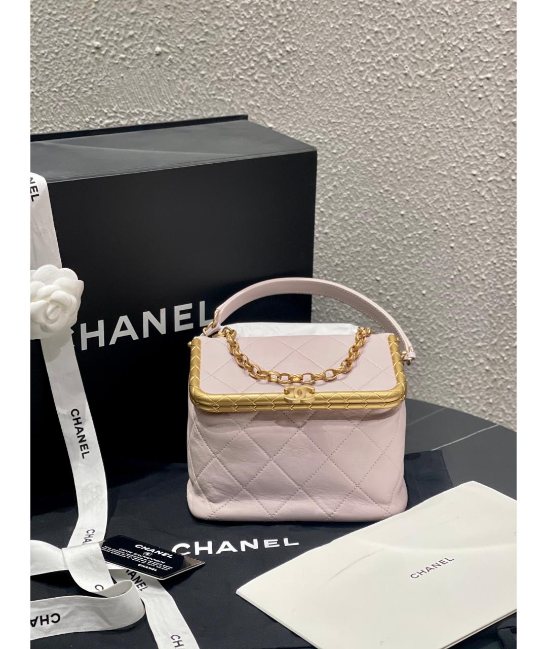 CHANEL Розовая кожаная сумка с короткими ручками, фото 10