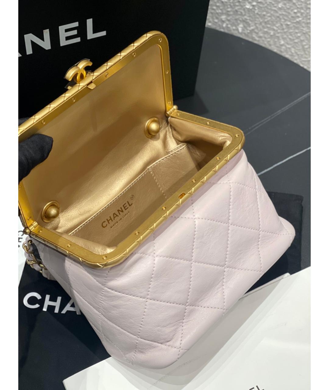 CHANEL Розовая кожаная сумка с короткими ручками, фото 7