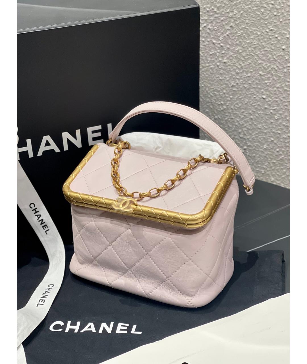 CHANEL Розовая кожаная сумка с короткими ручками, фото 5