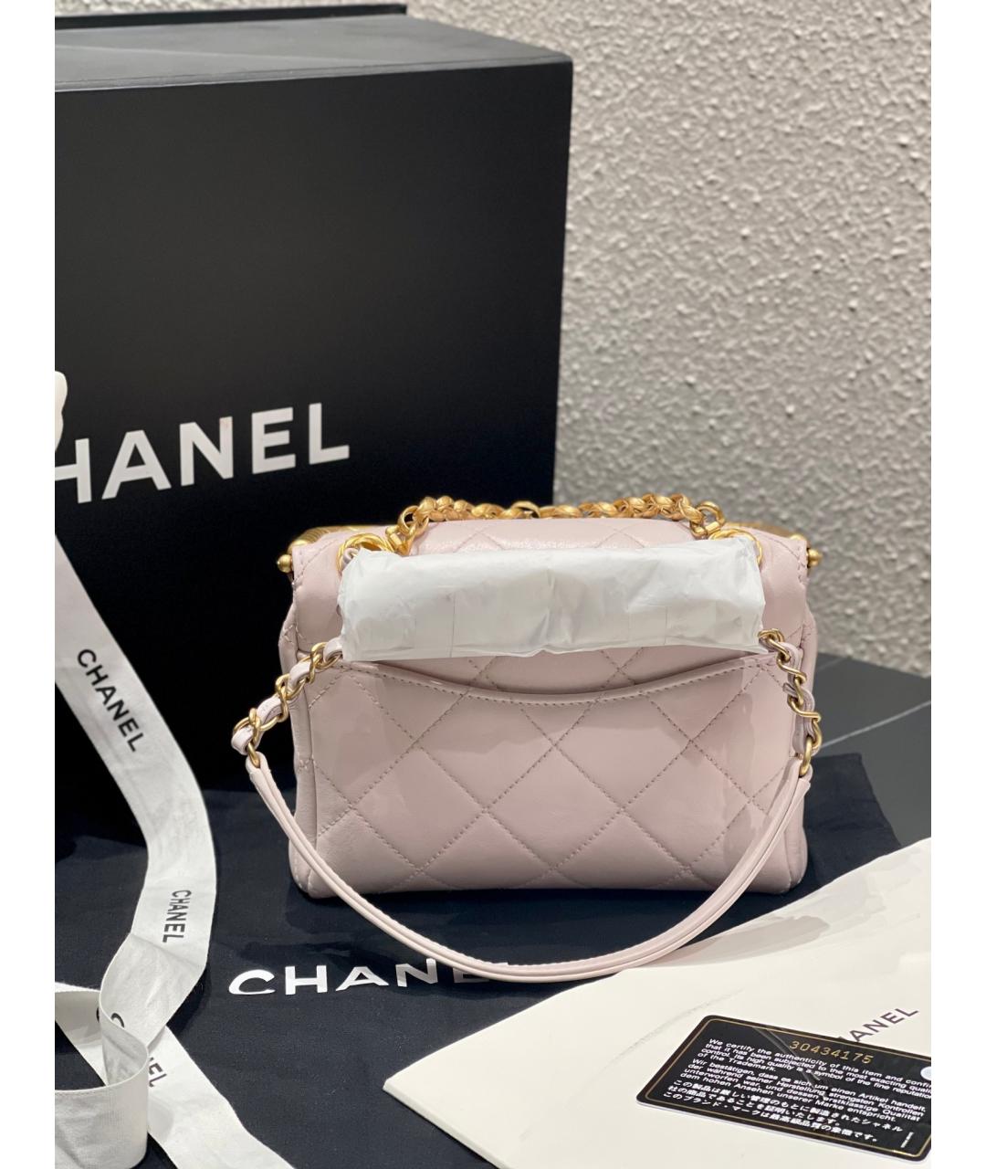 CHANEL Розовая кожаная сумка с короткими ручками, фото 9