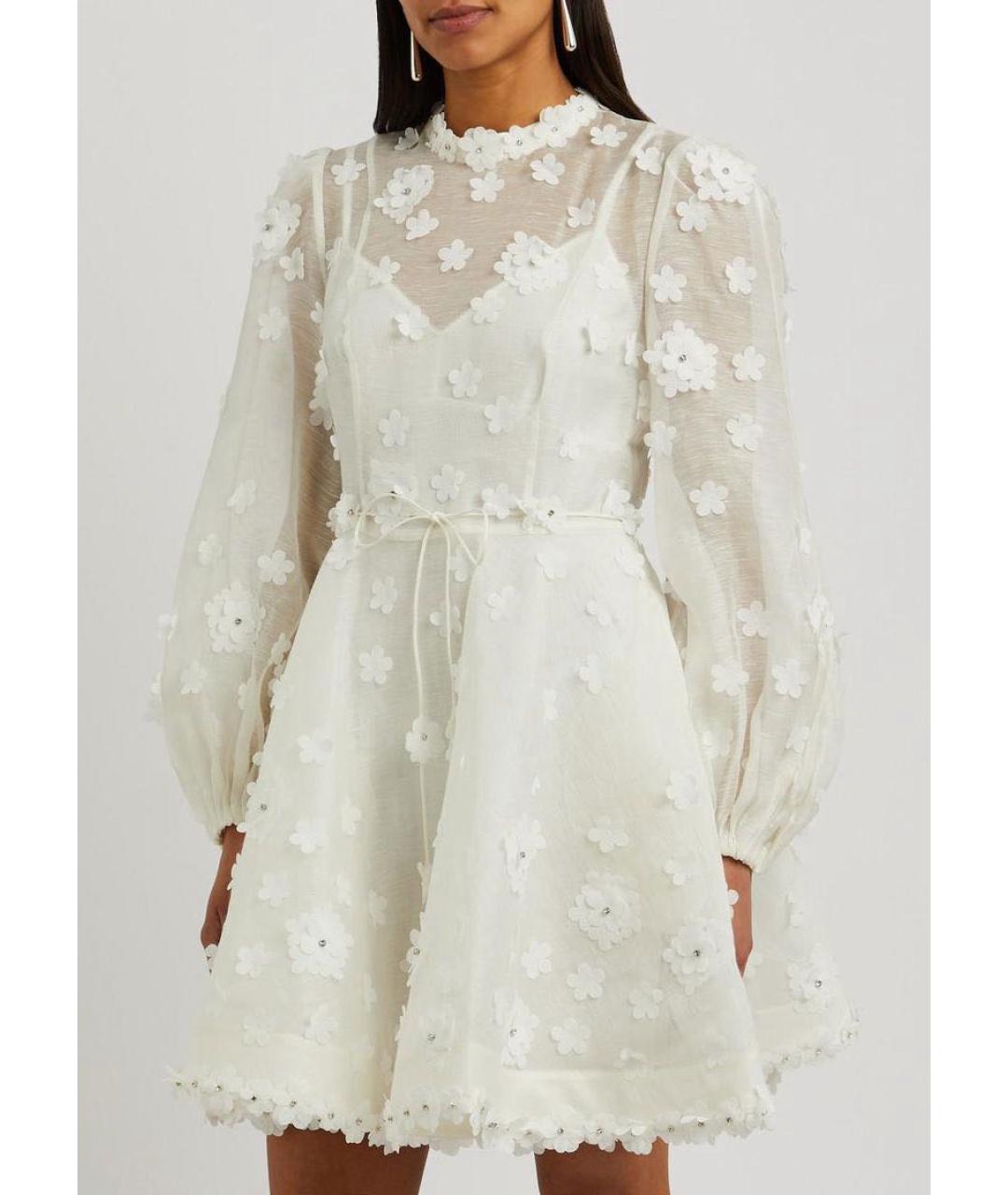 ZIMMERMANN Белое льняное коктейльное платье, фото 4
