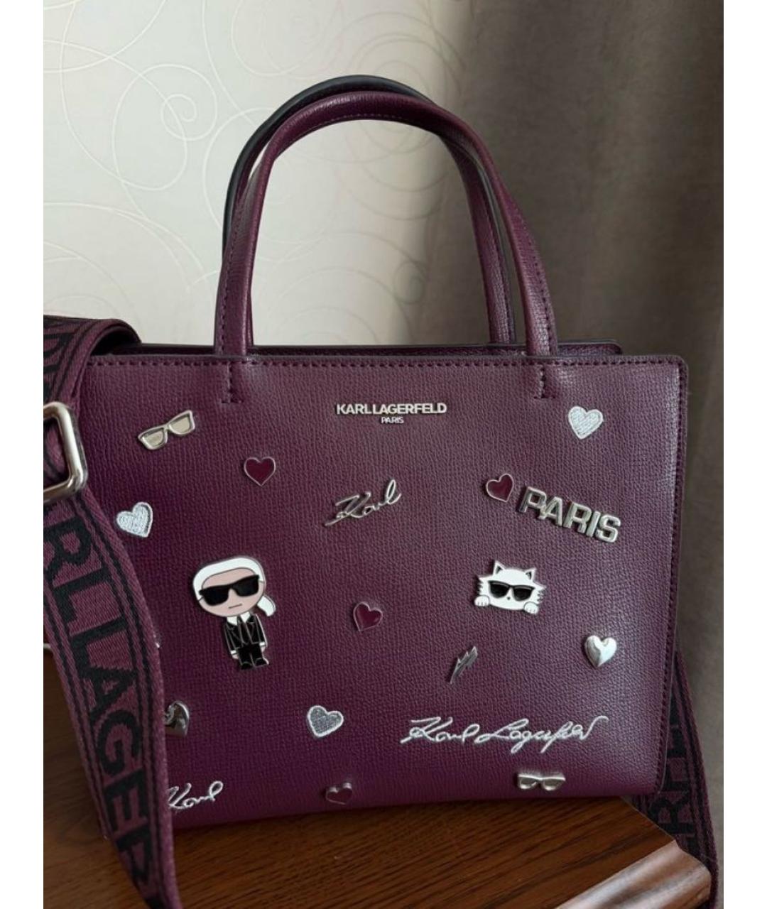 KARL LAGERFELD Бордовая сумка с короткими ручками из искусственной кожи, фото 5