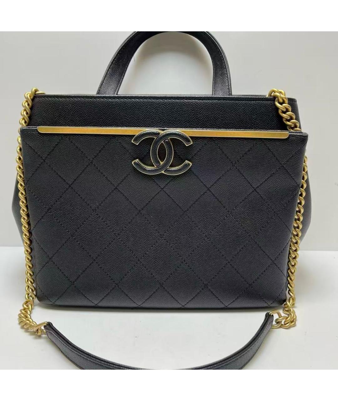CHANEL Черная кожаная сумка тоут, фото 2