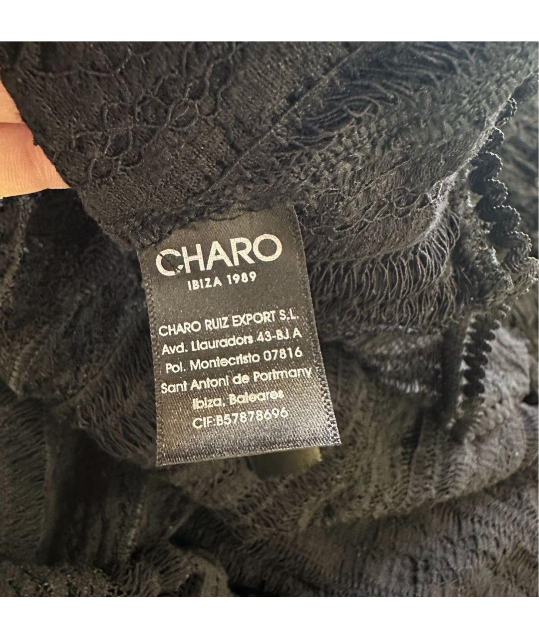 CHARO RUIZ Черное хлопковое повседневное платье, фото 4