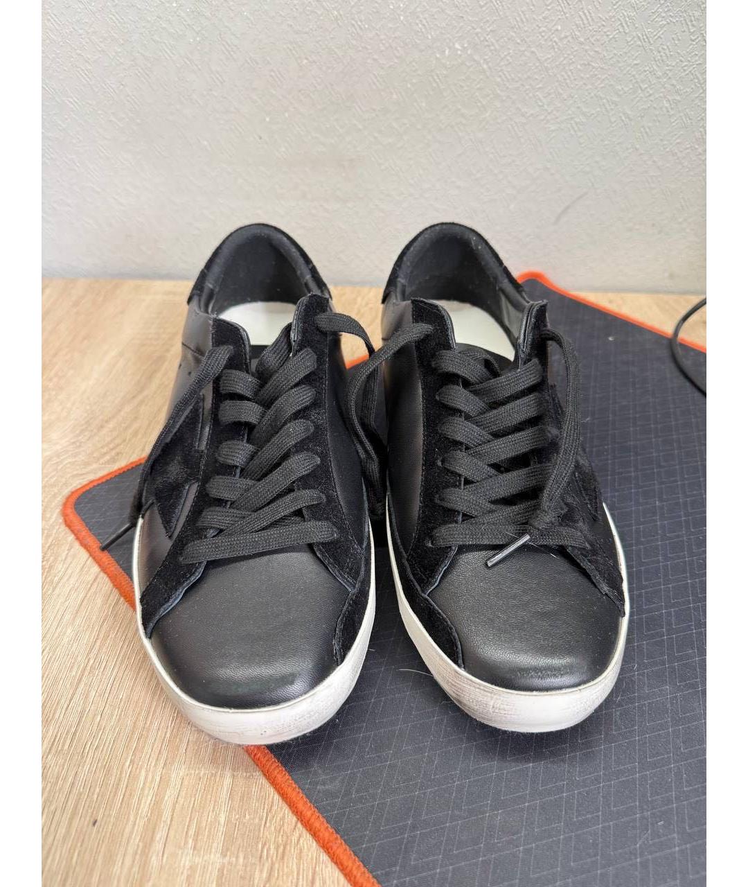 GOLDEN GOOSE DELUXE BRAND Черные кожаные высокие кроссовки / кеды, фото 2