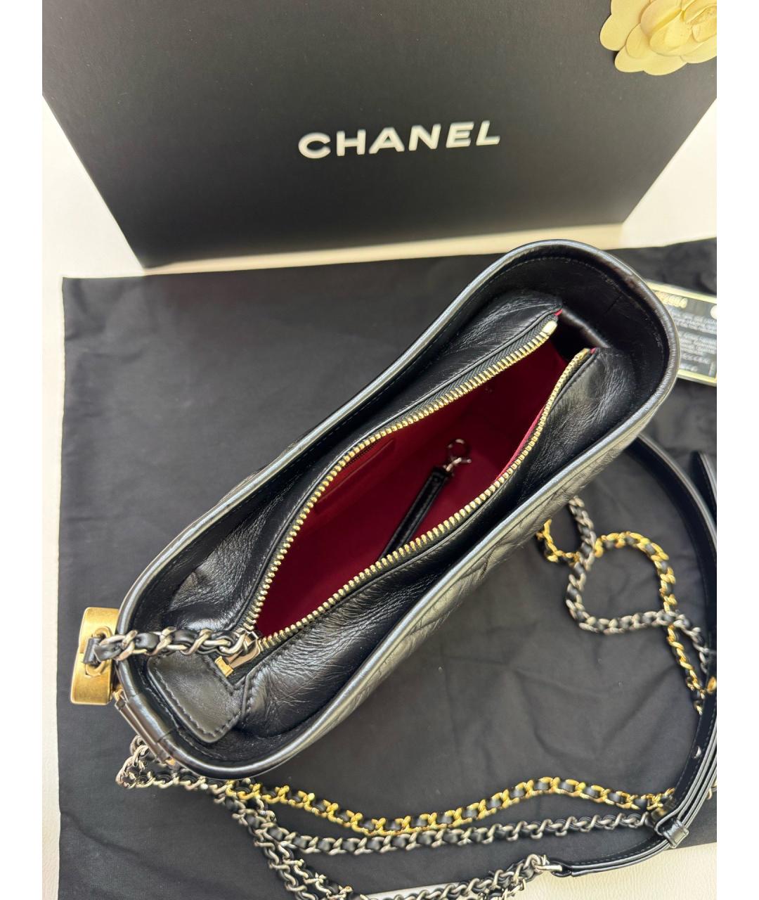 CHANEL Черная кожаная сумка через плечо, фото 6