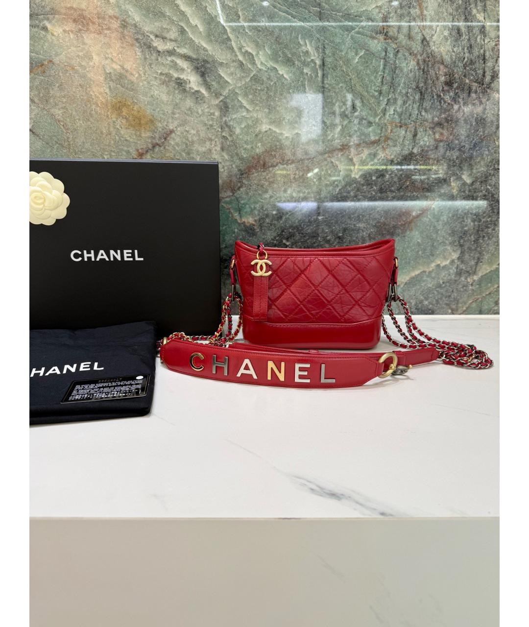 CHANEL Красная кожаная сумка через плечо, фото 6