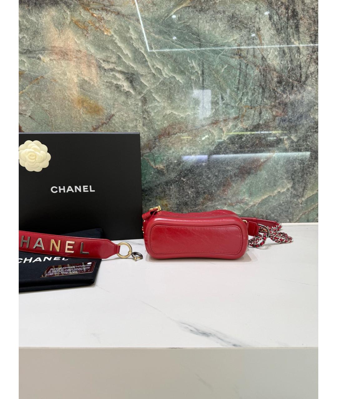 CHANEL Красная кожаная сумка через плечо, фото 4